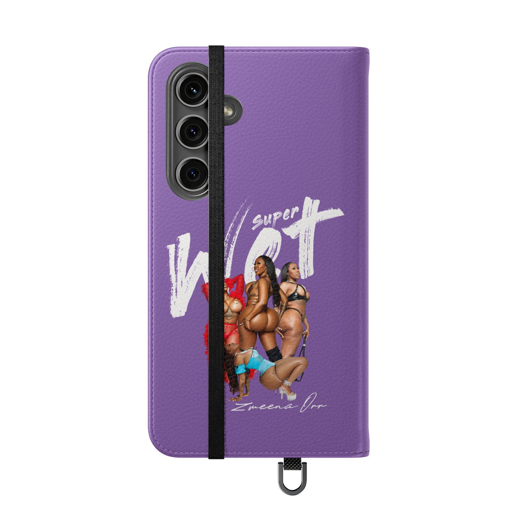 Purple Personalized Flip Phone Case – "Super Wet" Graphic & Name (Tamena)