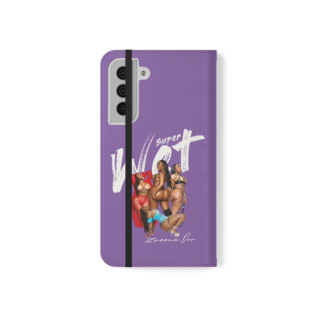 Purple Personalized Flip Phone Case – "Super Wet" Graphic & Name (Tamena)