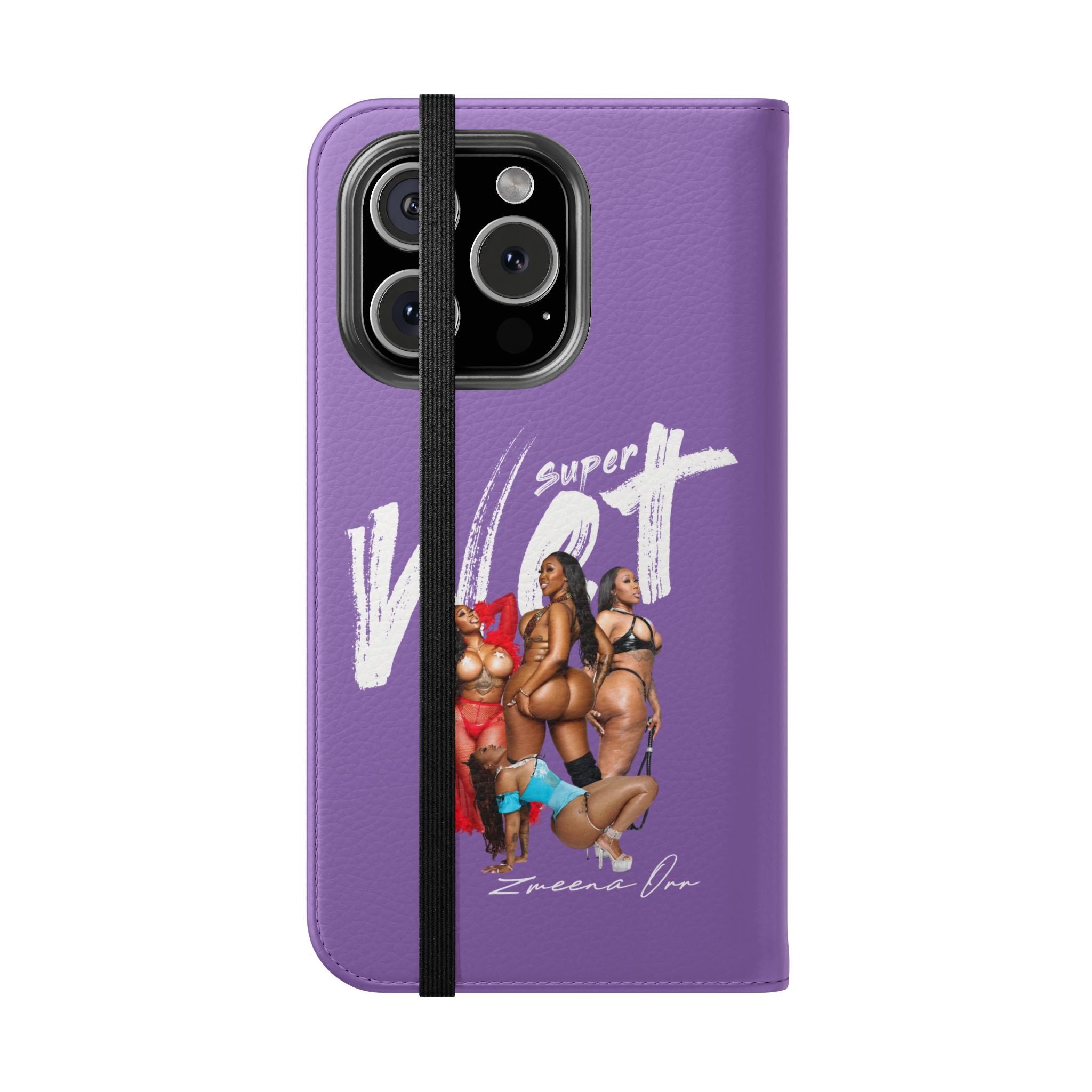 Purple Personalized Flip Phone Case – "Super Wet" Graphic & Name (Tamena)