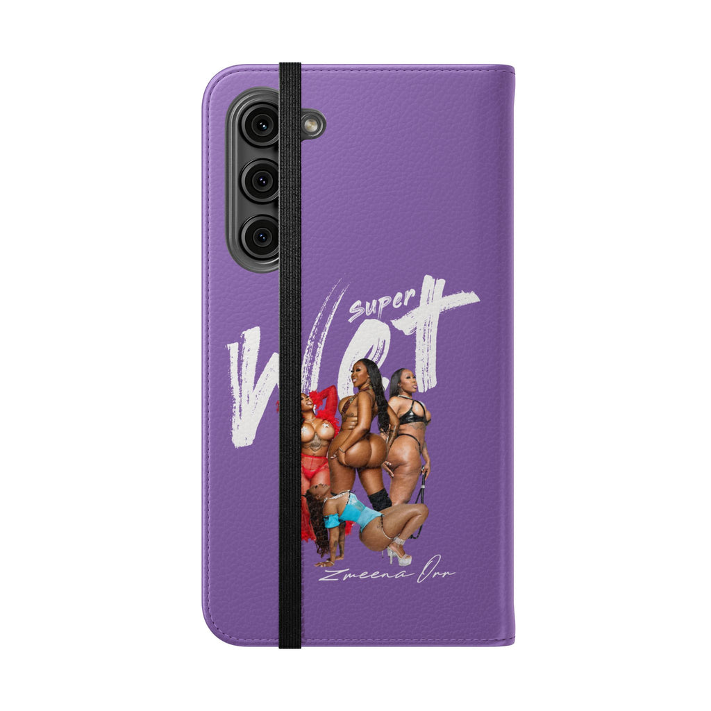 Purple Personalized Flip Phone Case – "Super Wet" Graphic & Name (Tamena)