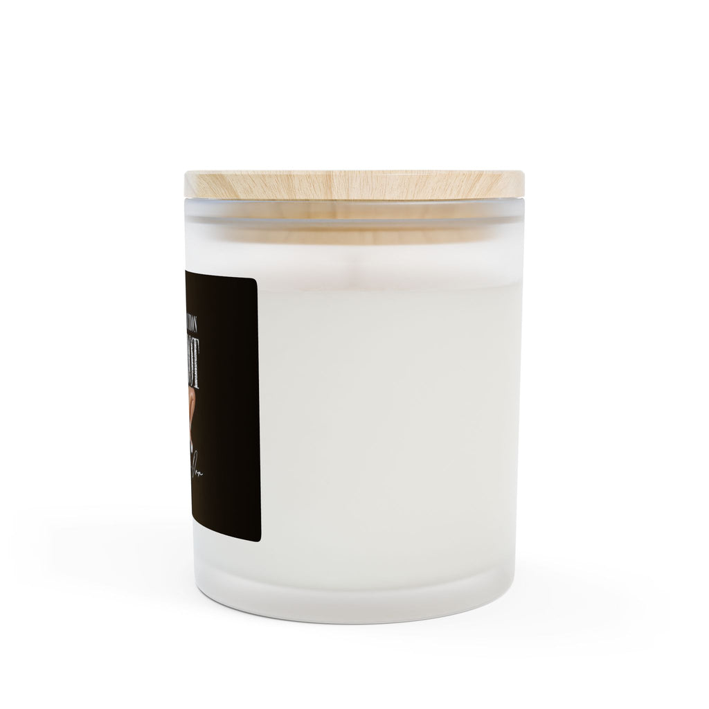 Black Label Frosted Glass Candle — Bold Pinup Illustration Scented Soy Candle, 11oz