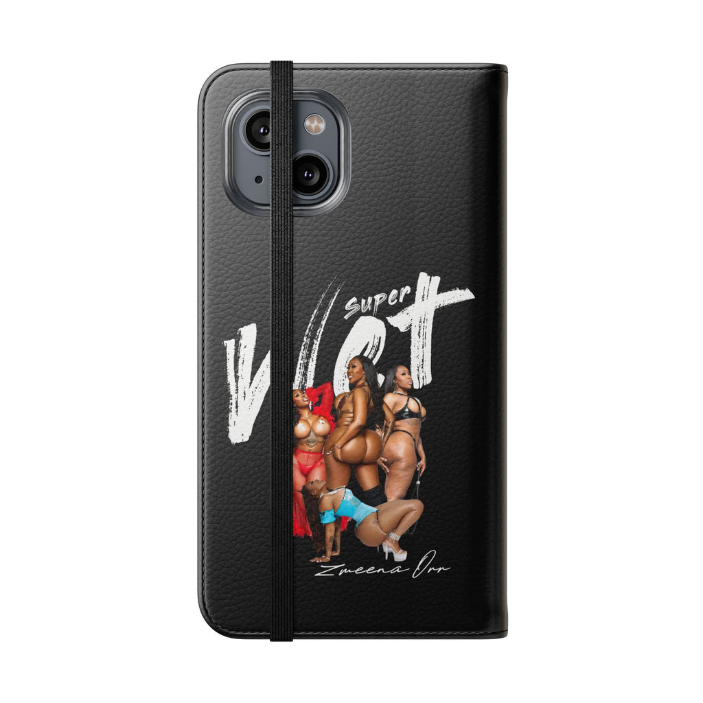 Black Personalized Flip Phone Case – "Super Wet" Graphic & Name (Tamena)