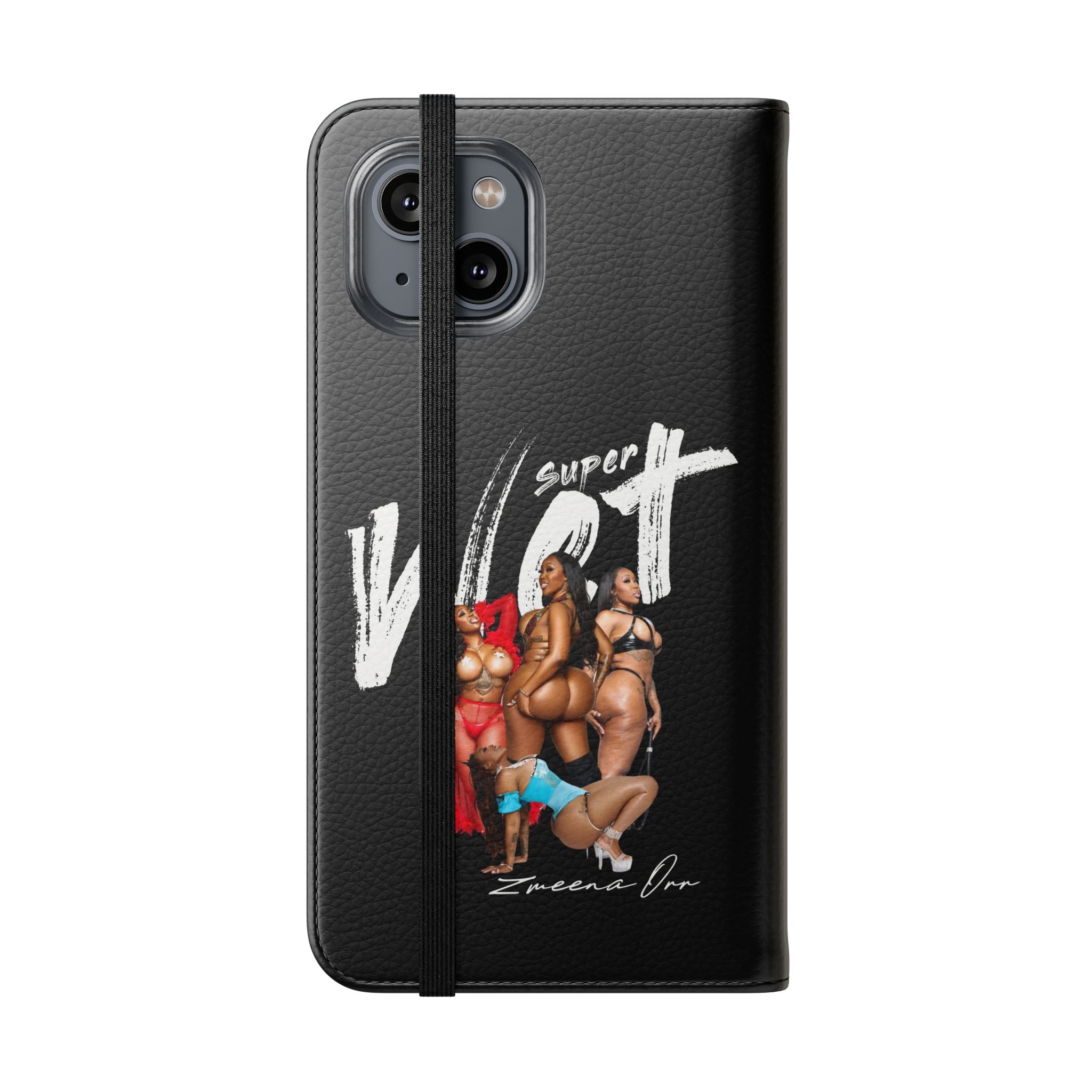 Black Personalized Flip Phone Case – "Super Wet" Graphic & Name (Tamena)