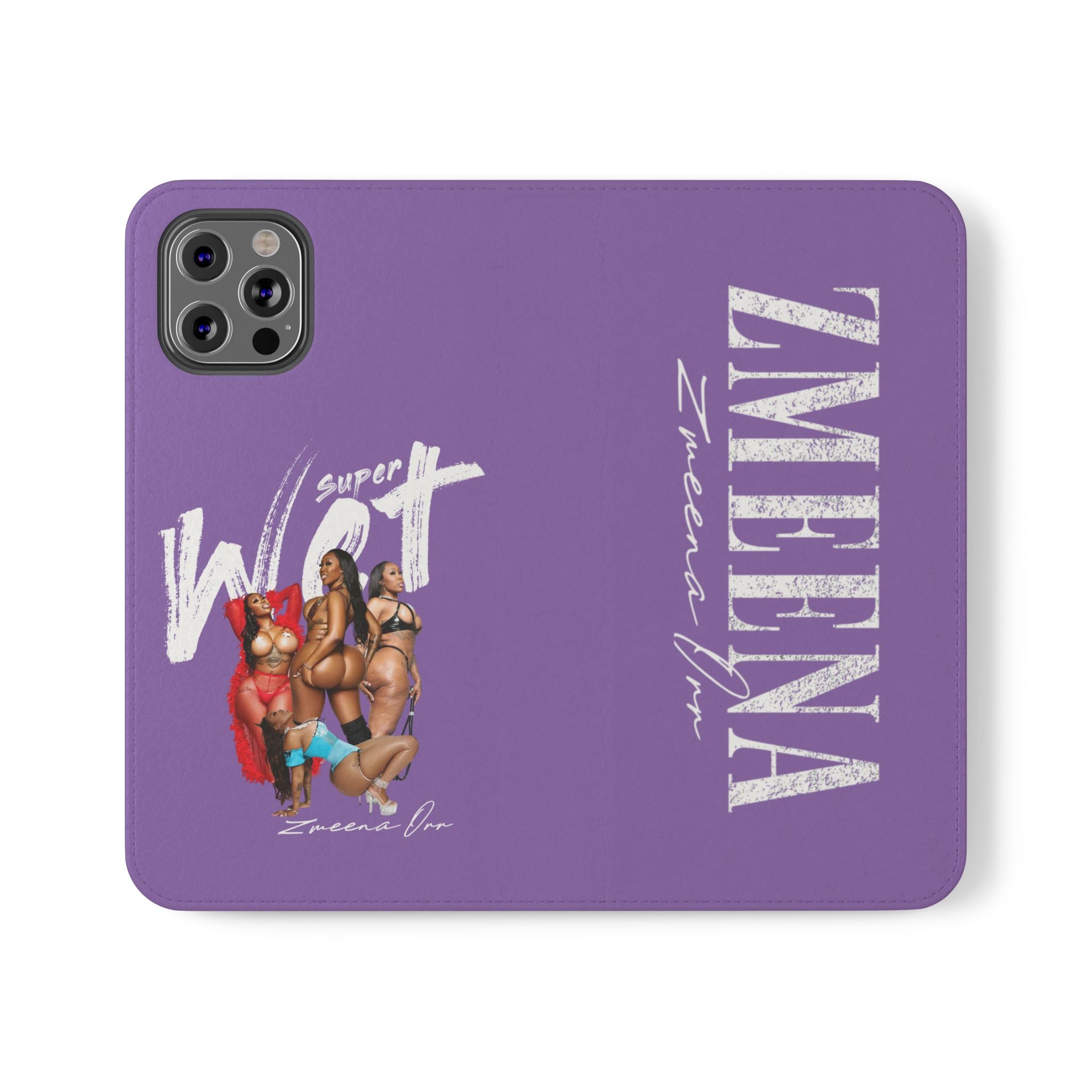 Purple Personalized Flip Phone Case – "Super Wet" Graphic & Name (Tamena)