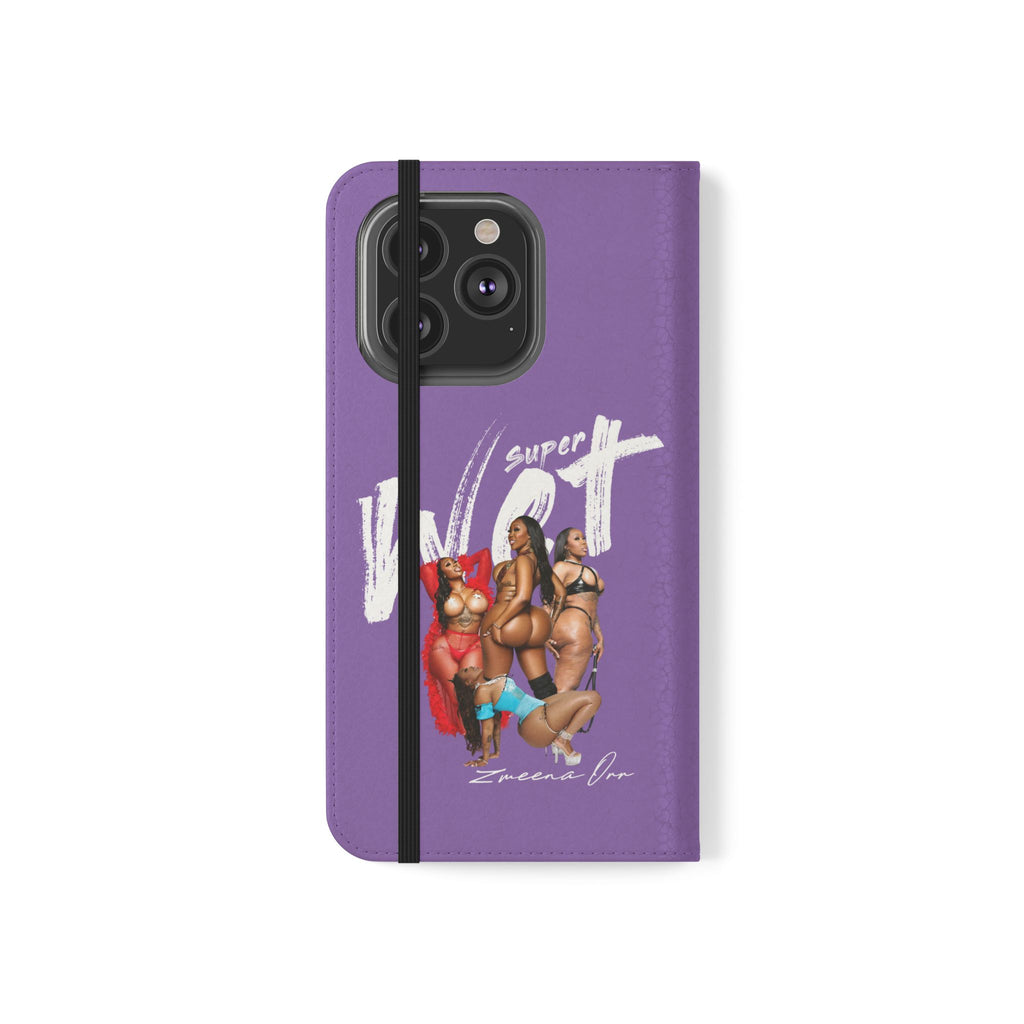 Purple Personalized Flip Phone Case – "Super Wet" Graphic & Name (Tamena)