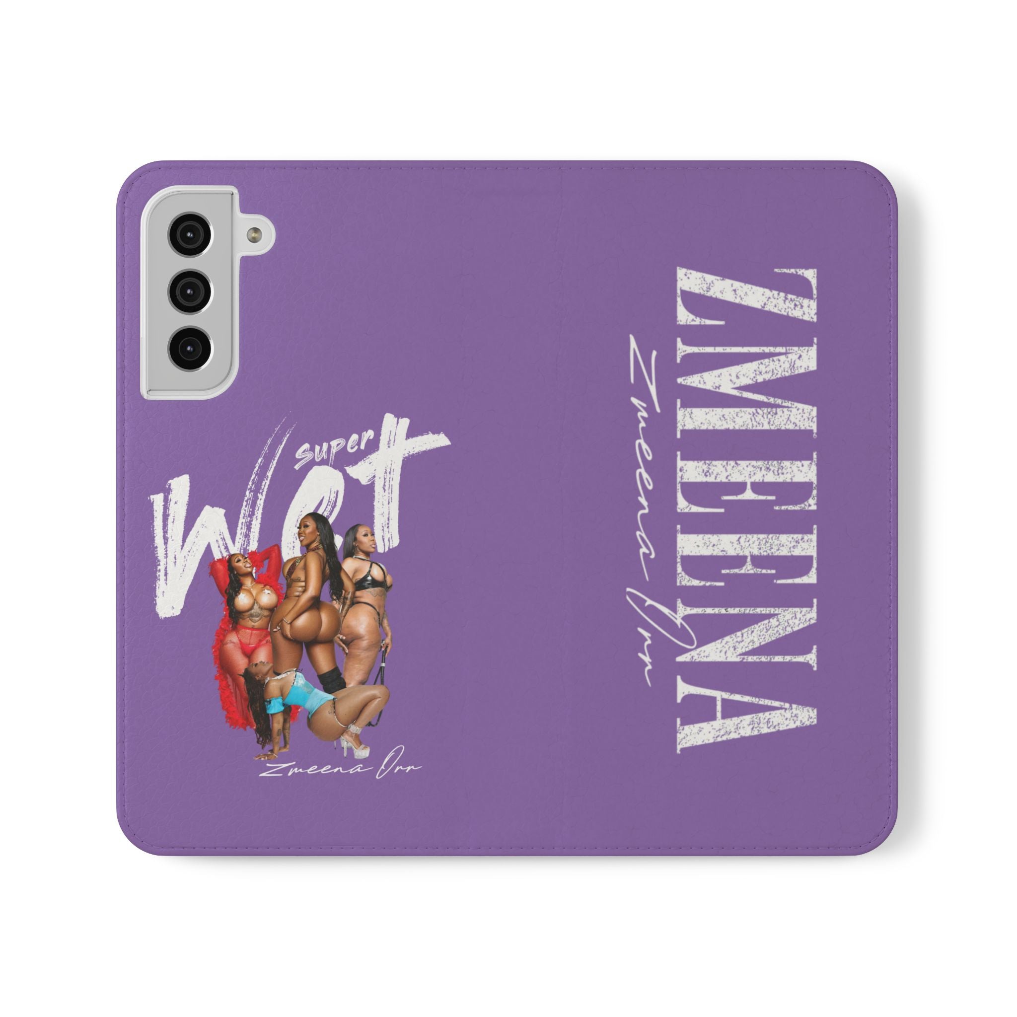 Purple Personalized Flip Phone Case – "Super Wet" Graphic & Name (Tamena)