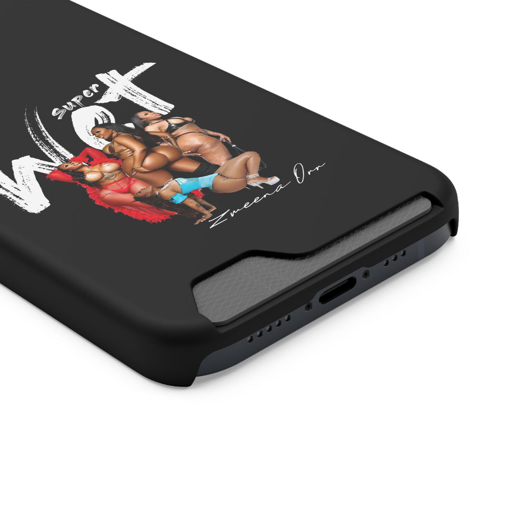 Phone Case with Card Holder — 'Super Wet' Pinup Crew Graphic